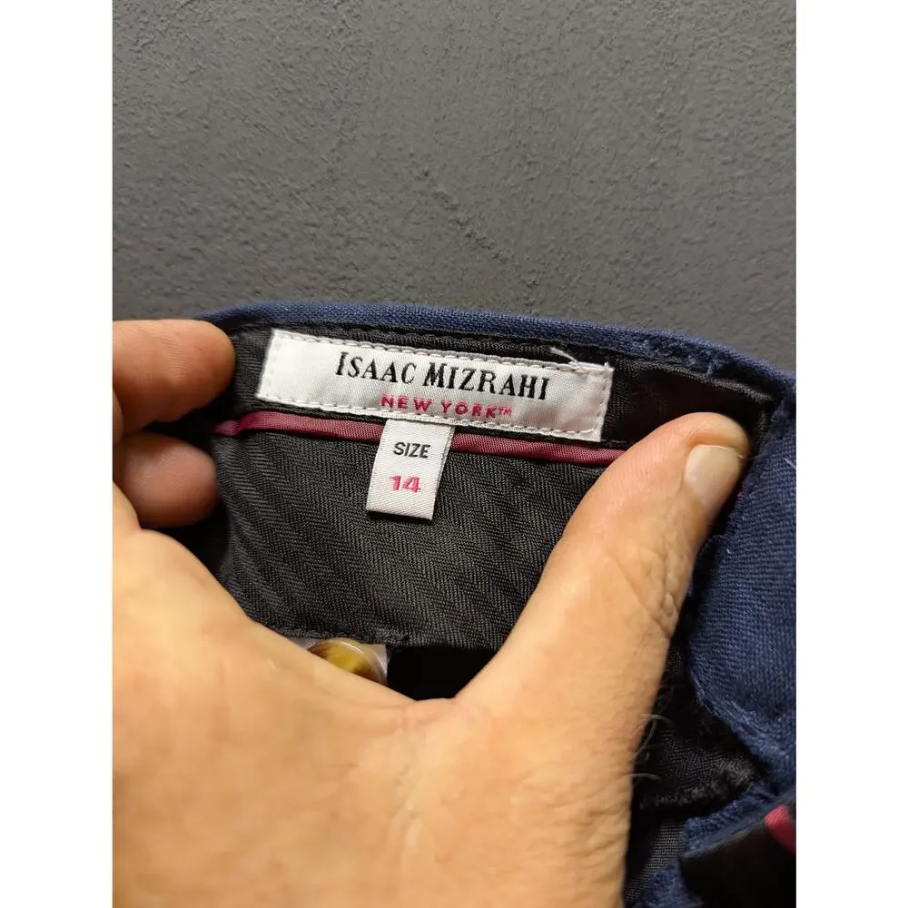 Isaac Mizrahi Kids New York Boy's Flat Front Dress Pants Size 14 blue LINEN NWT